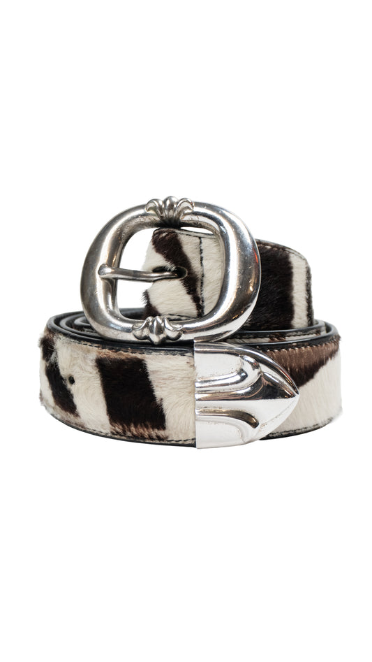 Brown Zebra Hair Gunslinger Belt