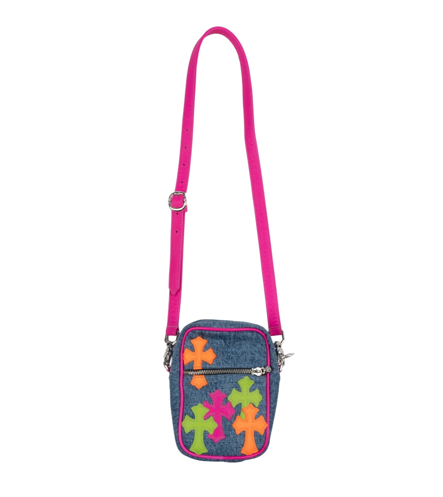 Miami Art Basel Multi-Color Cross Patch Denim Taka Bag