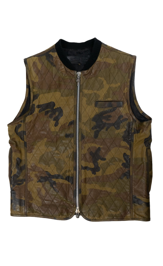 Camo Leather Spine Vest