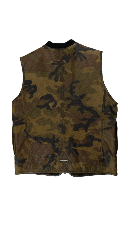 Camo Leather Spine Vest