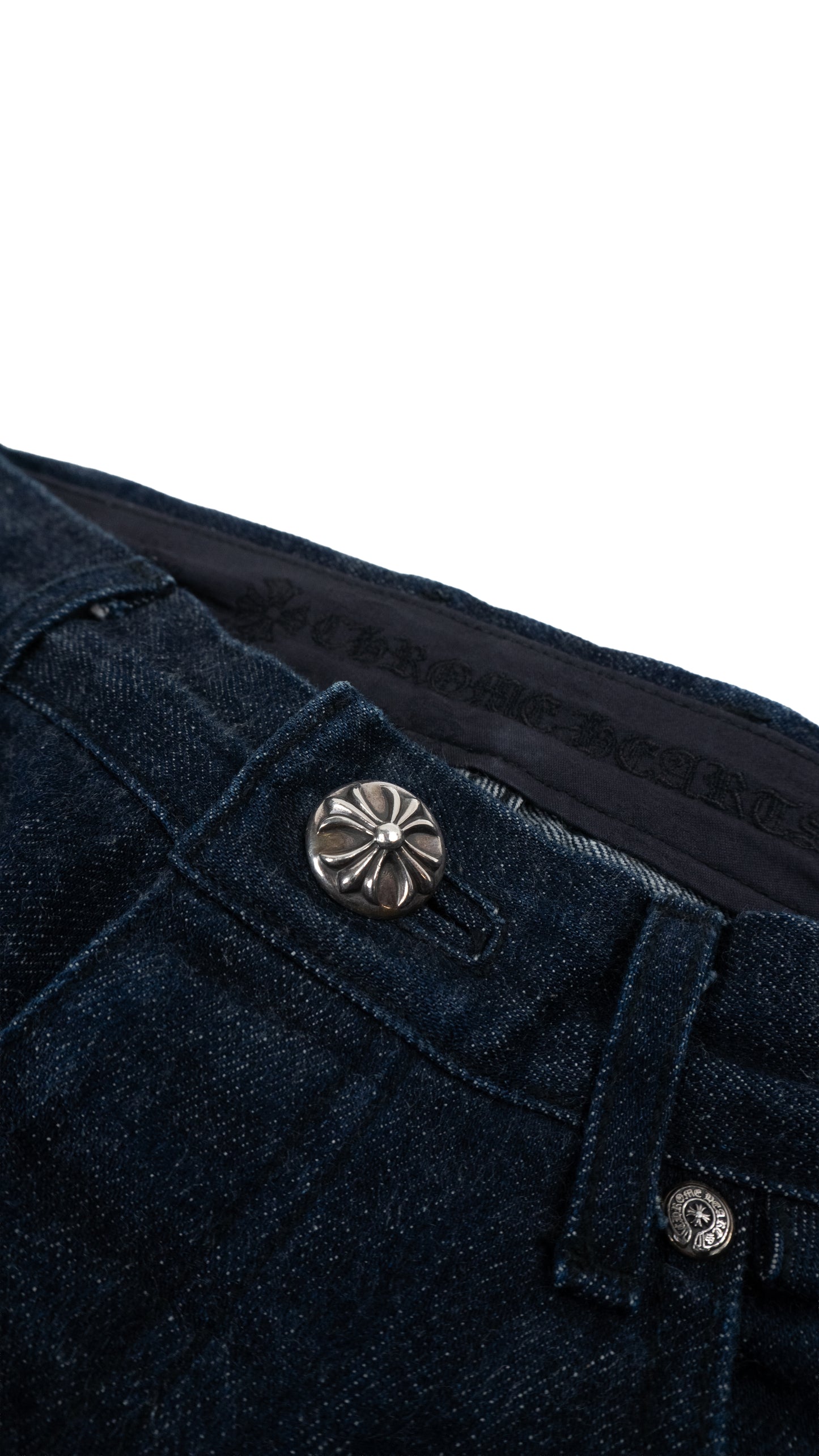 Dark Blue Wash White Patch Jeans