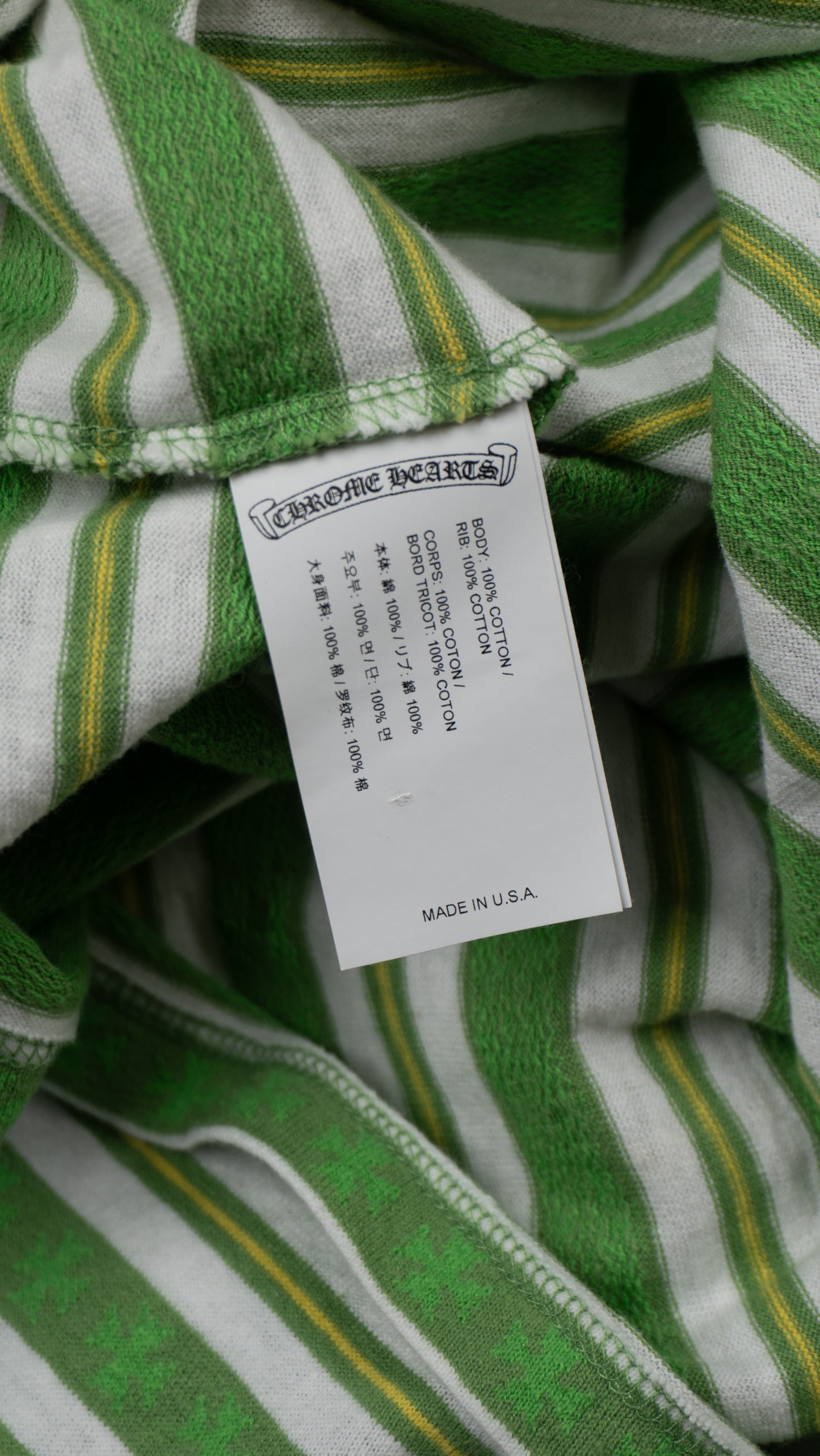 Green Cross Script Silver Button Long Sleeve Polo