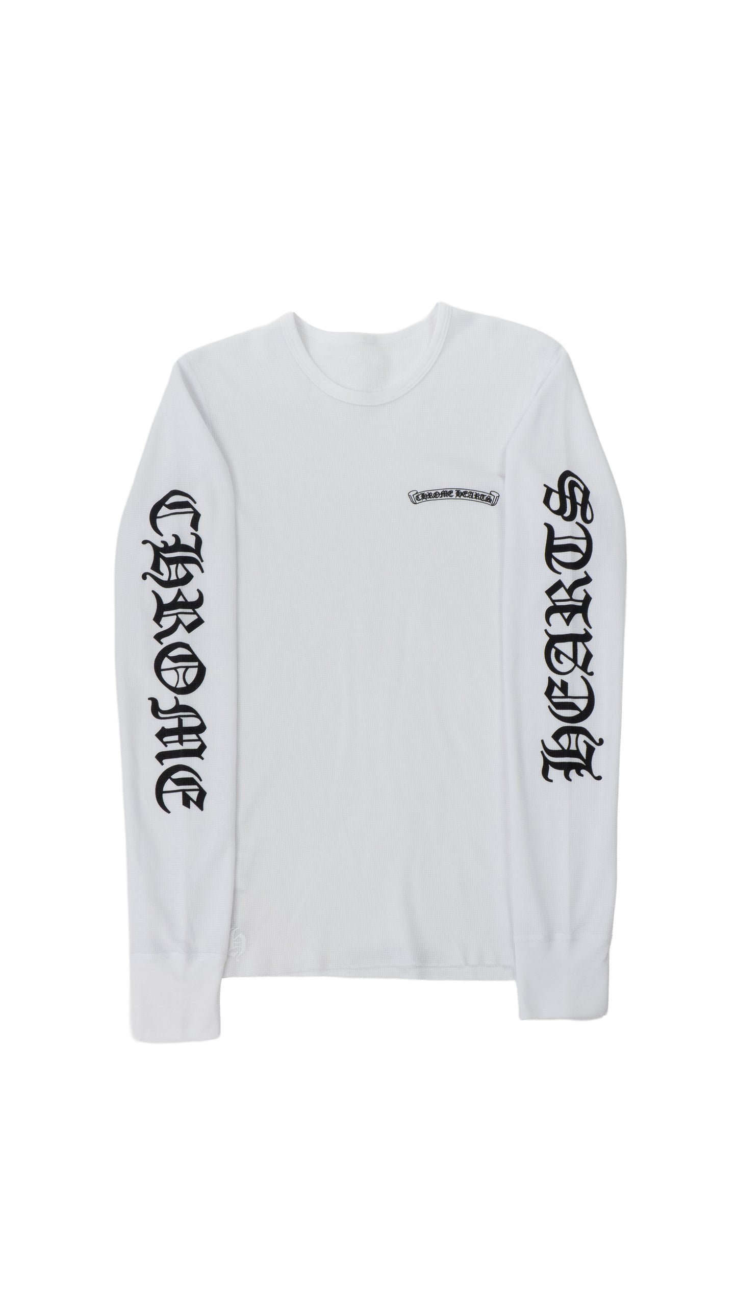Scroll Logo Sleeve Waffle Thermal Shirt 'White'