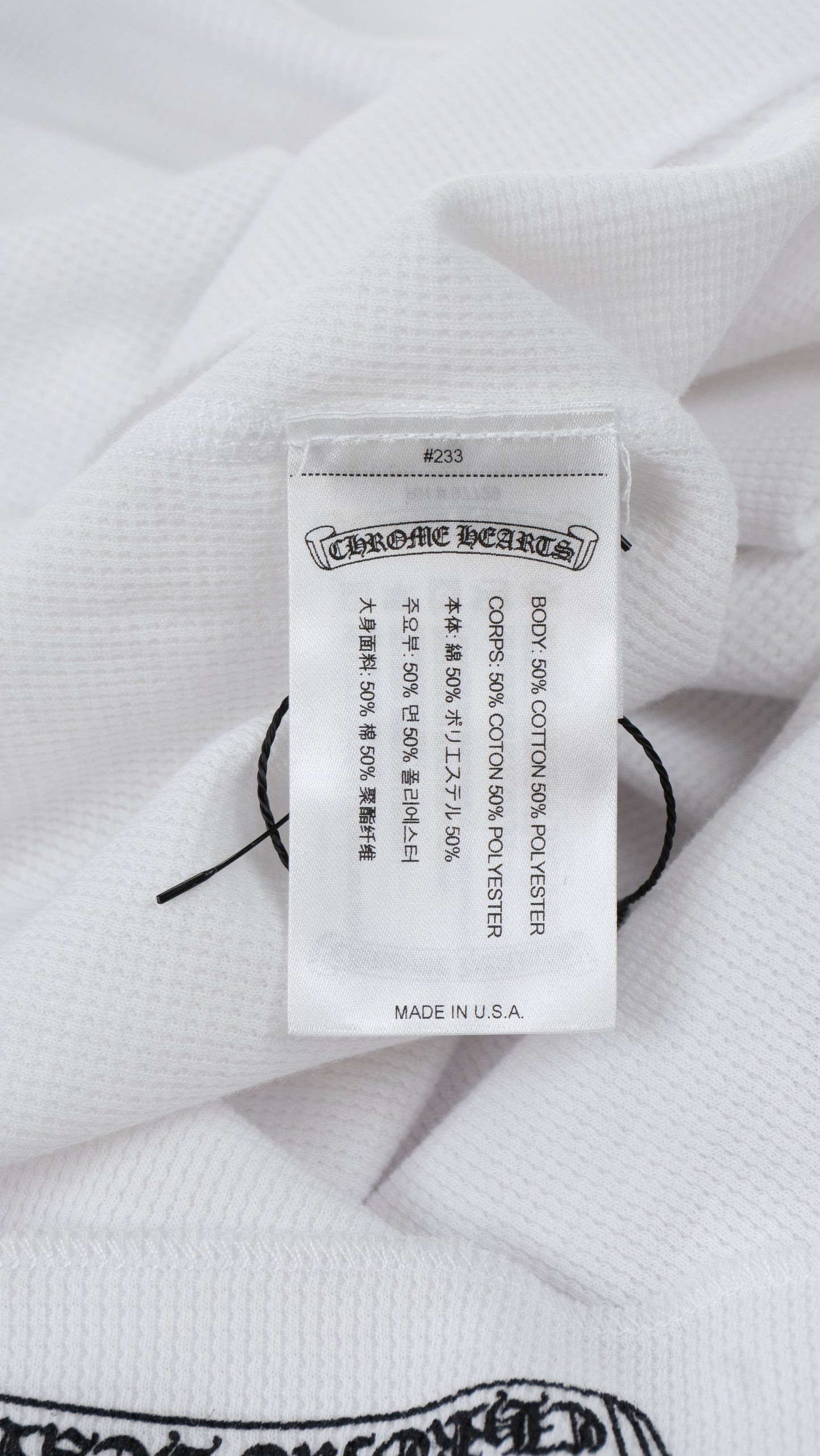 Scroll Logo Sleeve Waffle Thermal Shirt 'White'