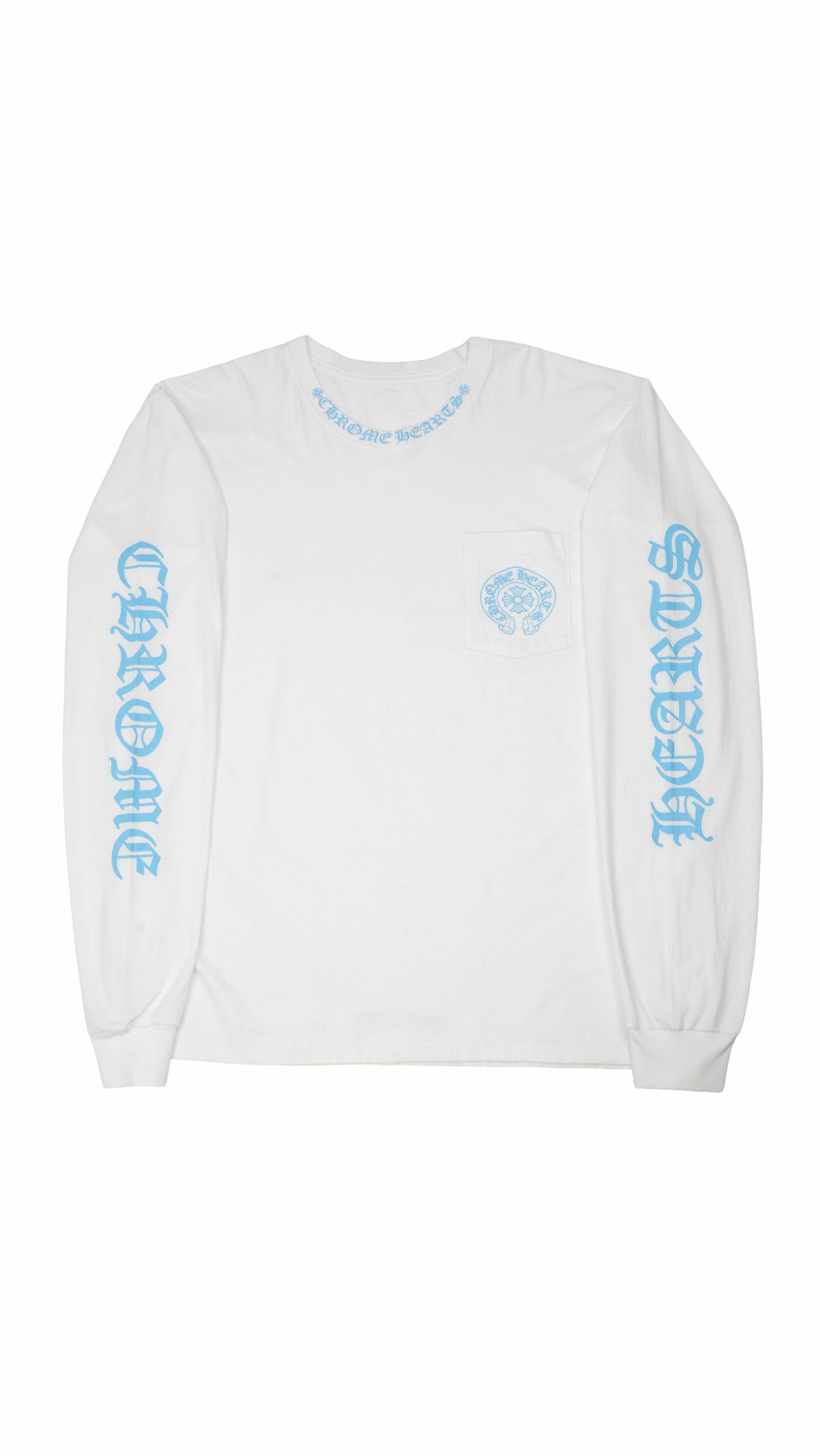 St Barth Neck Logo Long Sleeve 'White/Baby Blue'