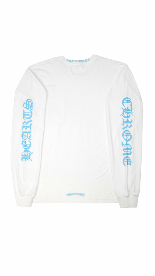 St Barth Neck Logo Long Sleeve 'White/Baby Blue'