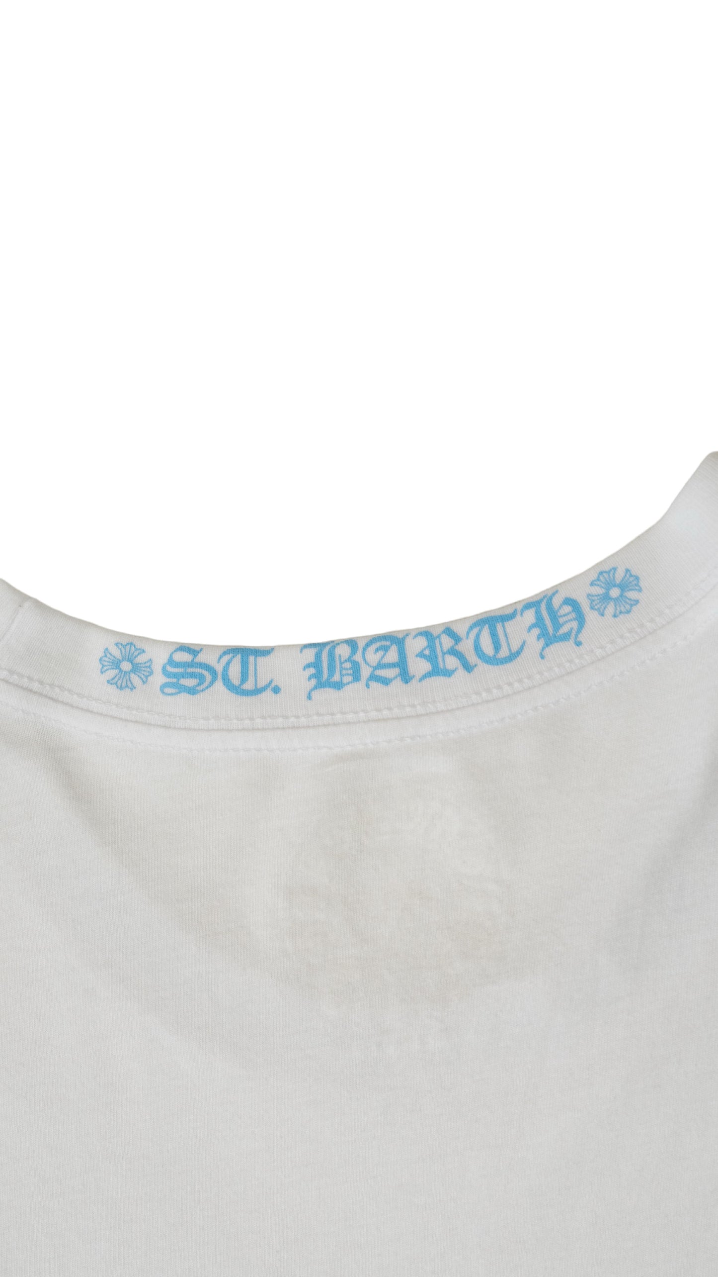 St Barth Neck Logo Long Sleeve 'White/Baby Blue'