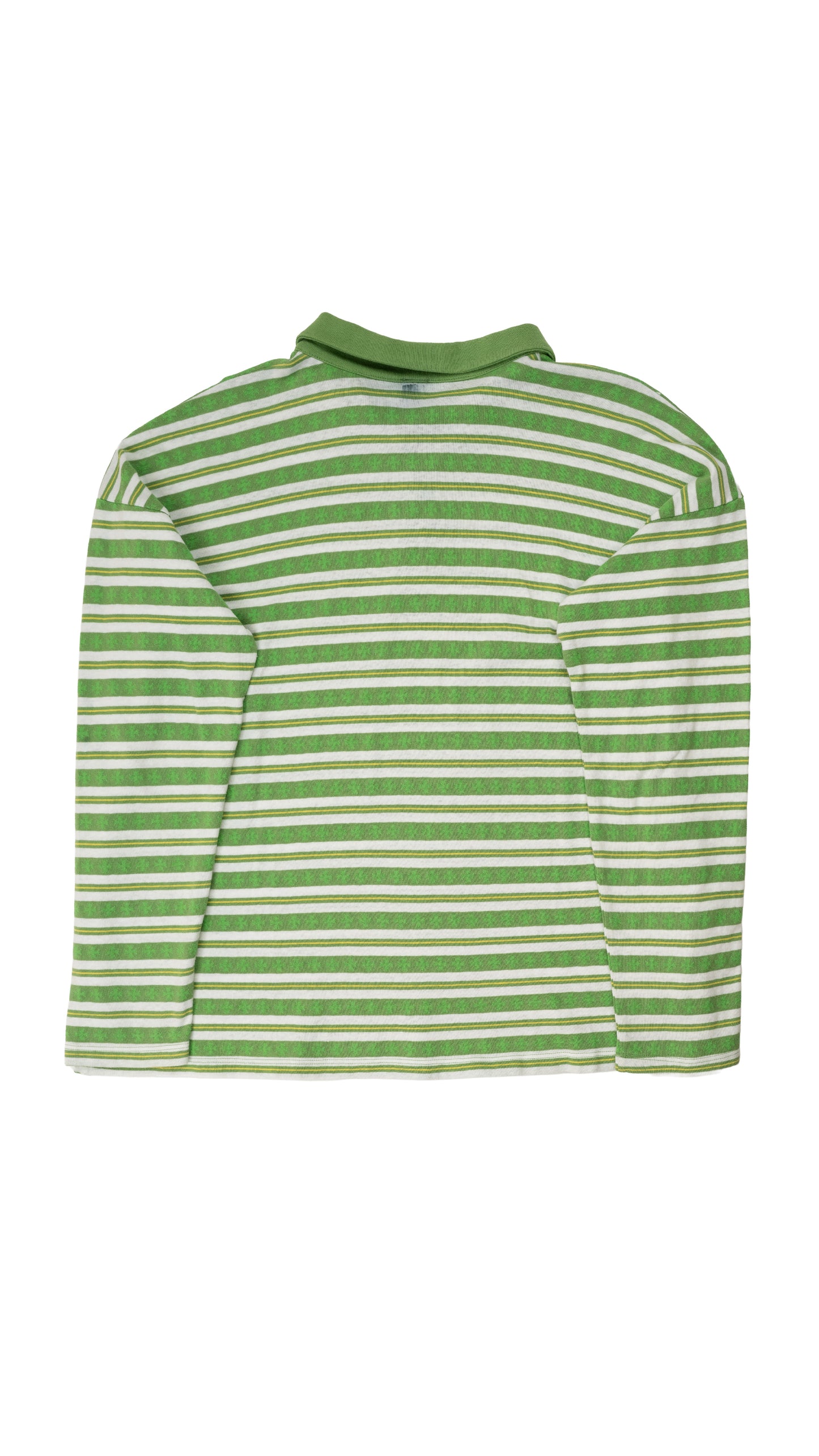 Green Cross Script Silver Button Long Sleeve Polo