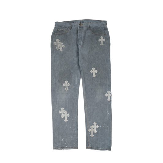 501 Levi's Silver Pony Hair Cross Patch Denim