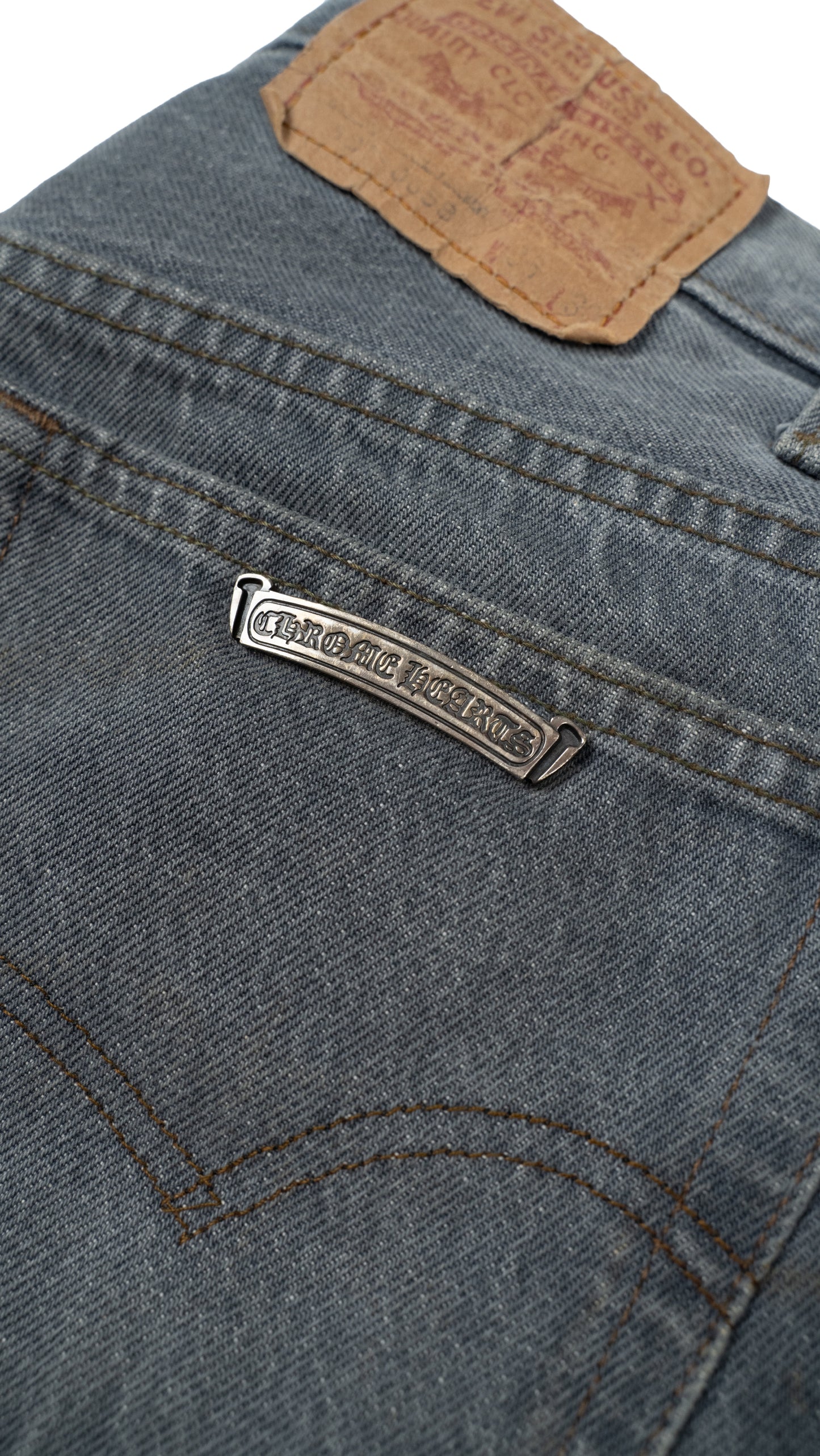 501 Levi's Silver Pony Hair Cross Patch Denim