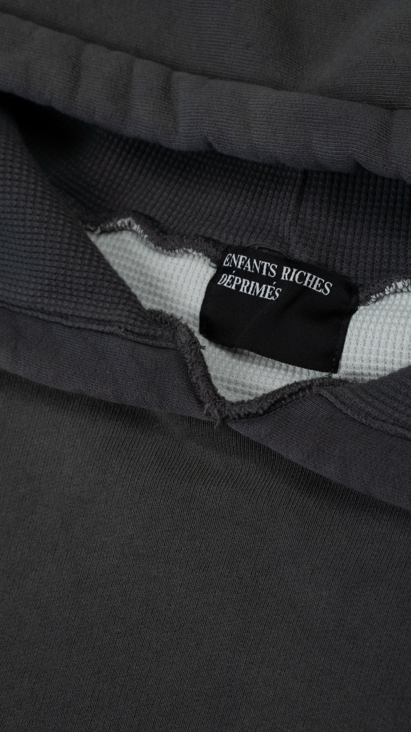 Gray Thermal Lined Distressed Logo Hoodie