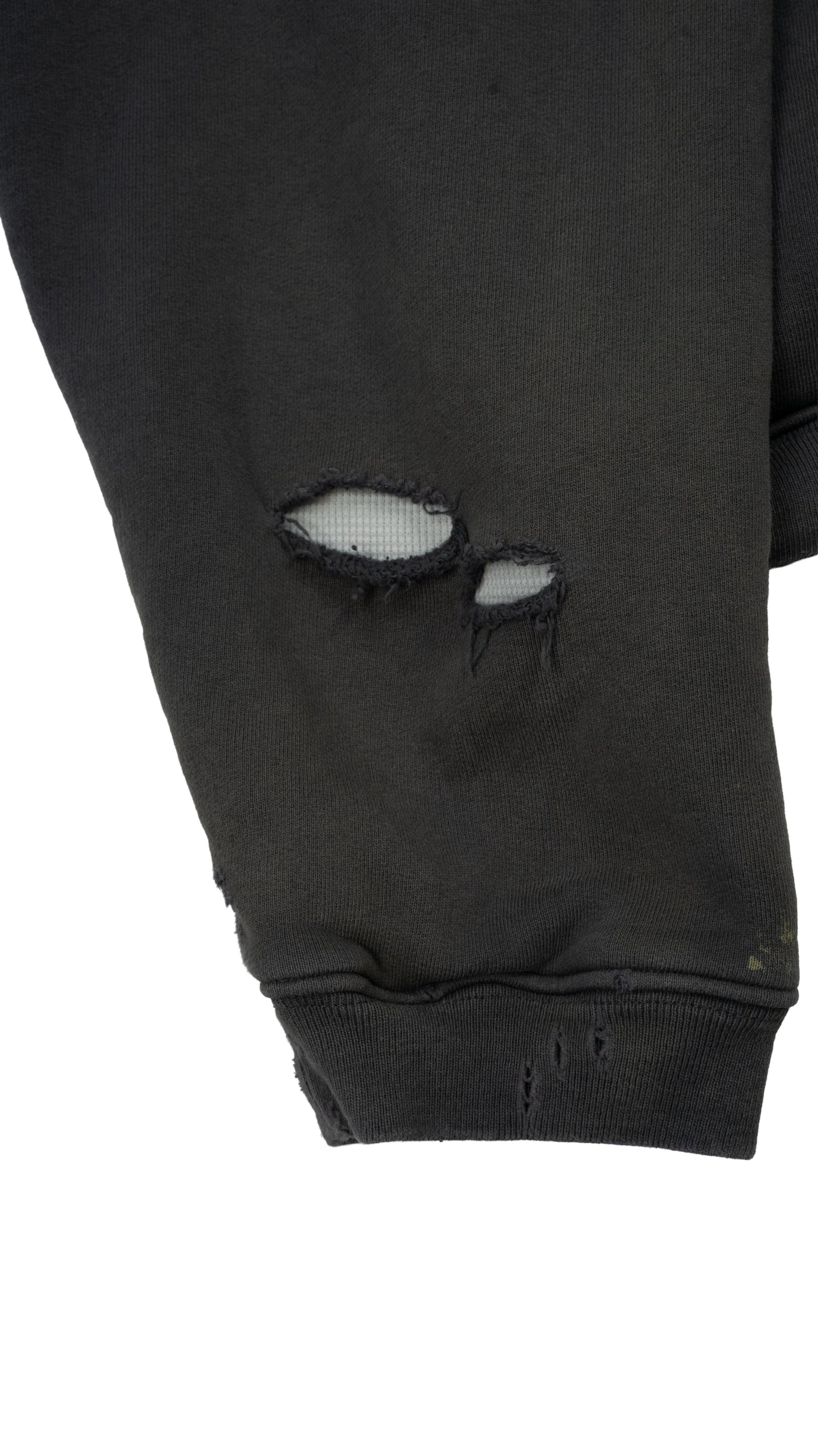 Gray Thermal Lined Distressed Logo Hoodie