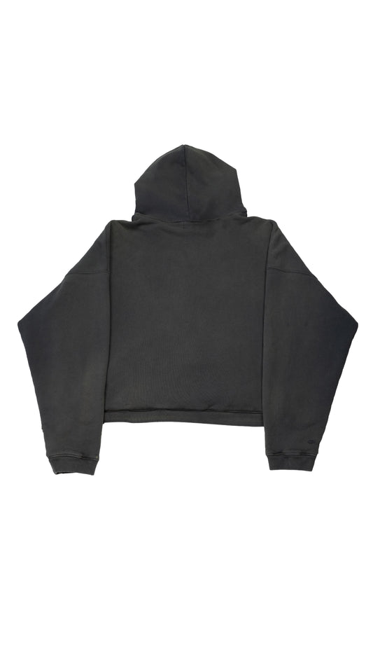 Gray Thermal Lined Distressed Logo Hoodie