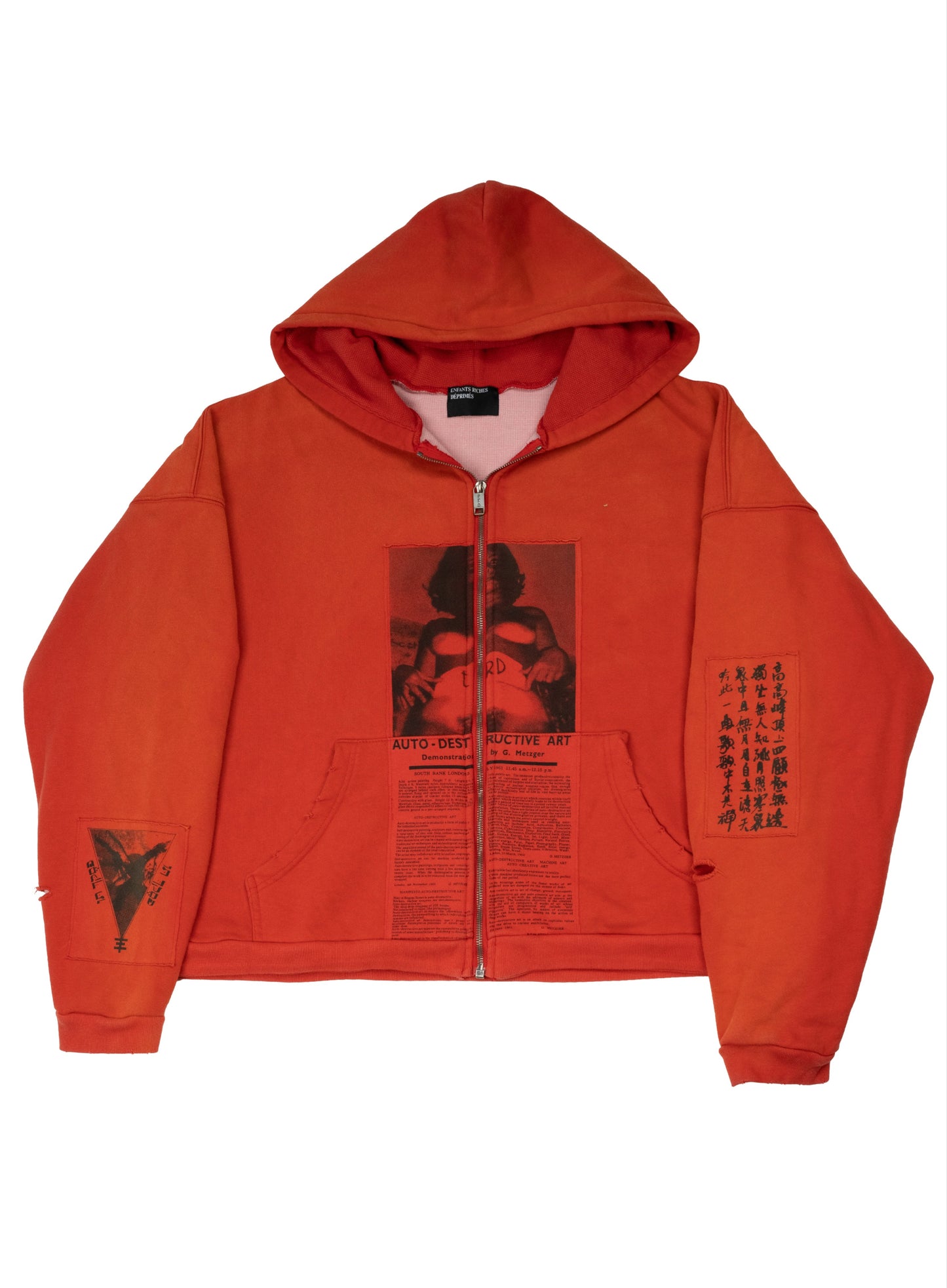 Red Cotton Anti Process Thermal Lined Zip Hoodie