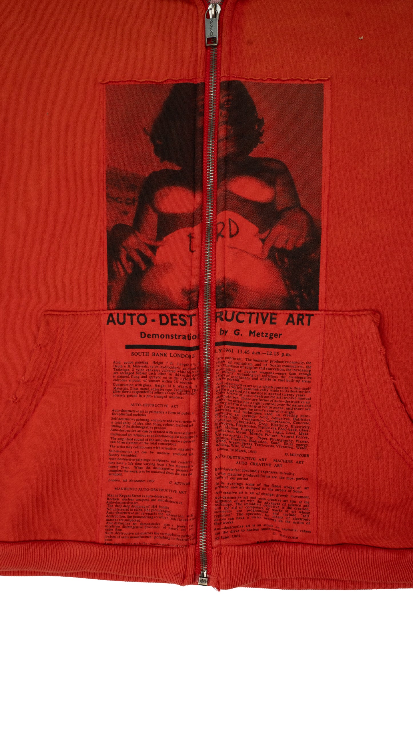 Red Cotton Anti Process Thermal Lined Zip Hoodie