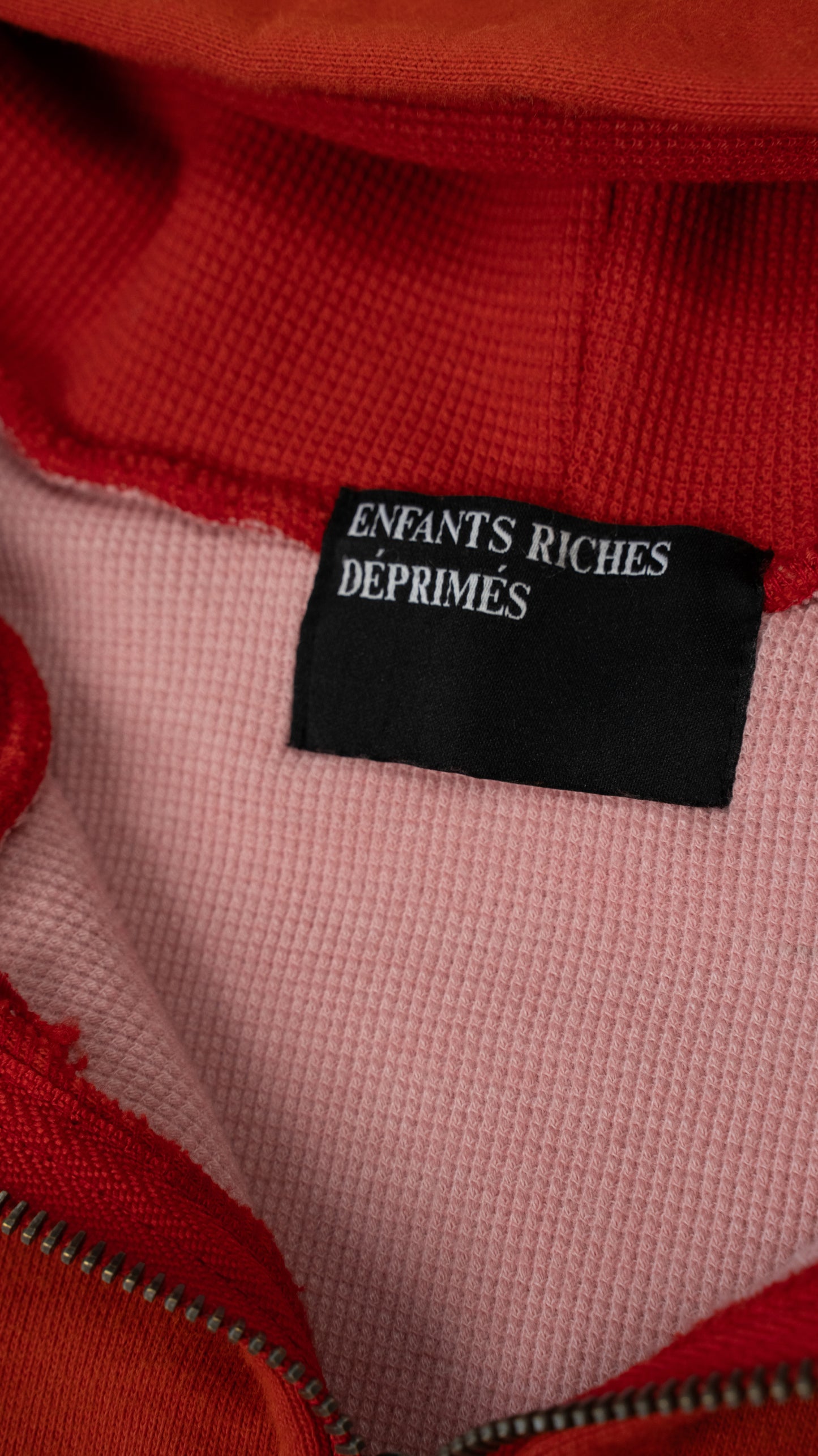 Red Cotton Anti Process Thermal Lined Zip Hoodie