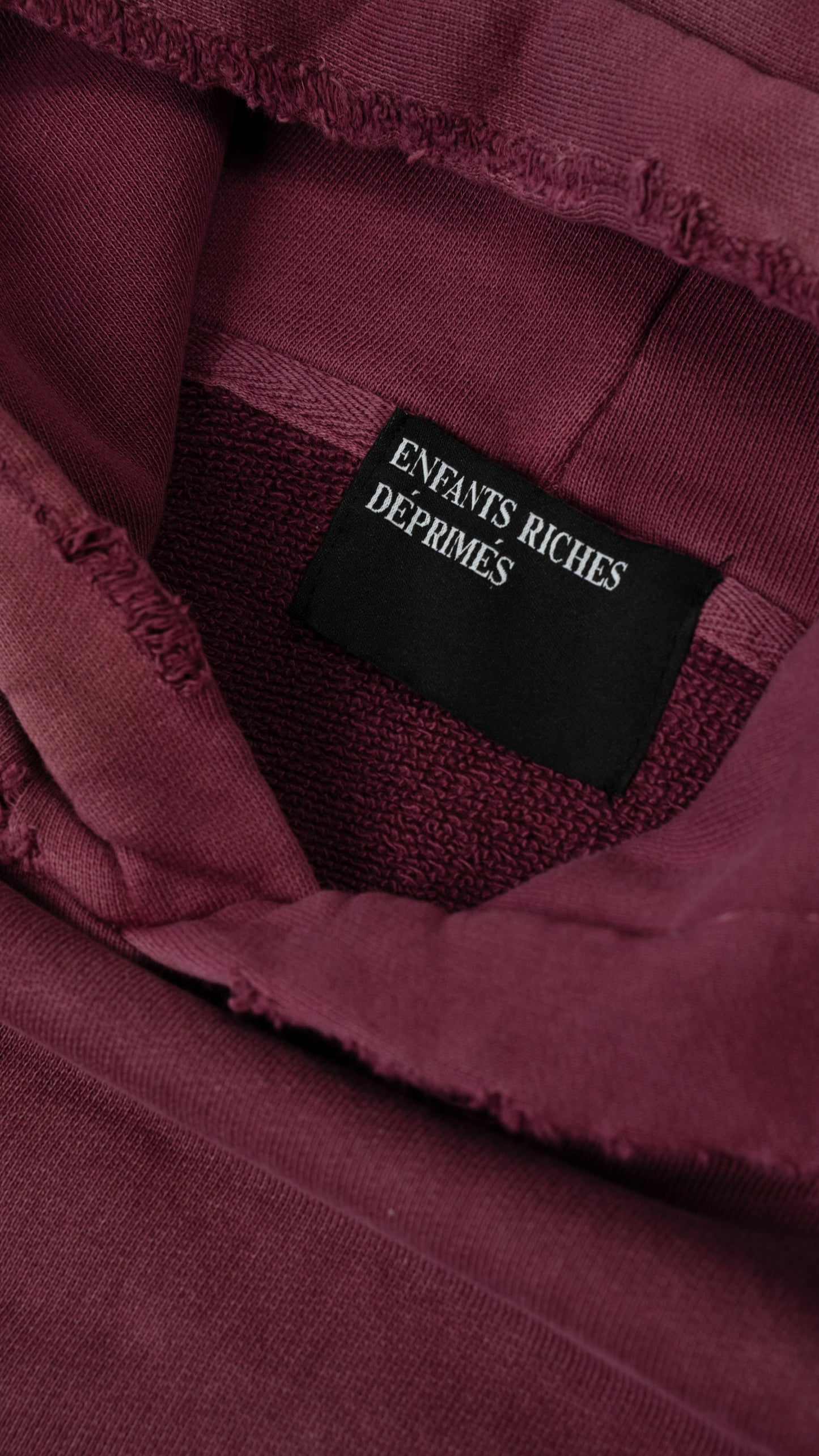 Thrashed Distressed Logo-Print Cotton-Jersey Hoodie 'Burgundy'
