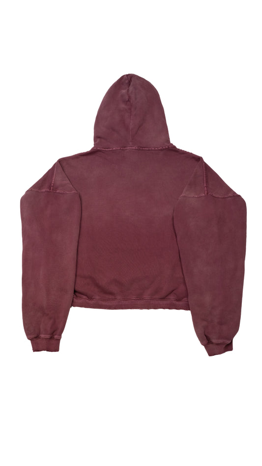 Thrashed Distressed Logo-Print Cotton-Jersey Hoodie 'Burgundy'