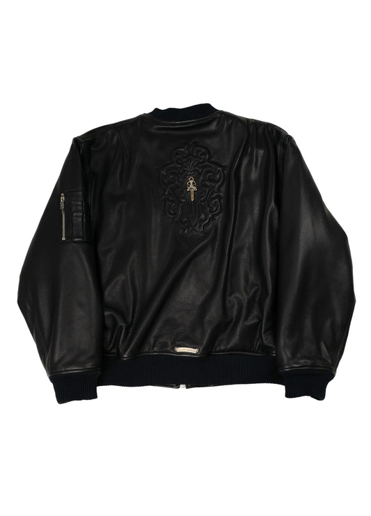 Black Silver Dagger Leather Jacket