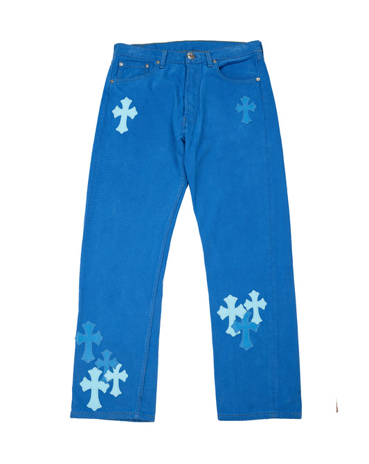 London Exclusive Blue Cross Patch Jeans
