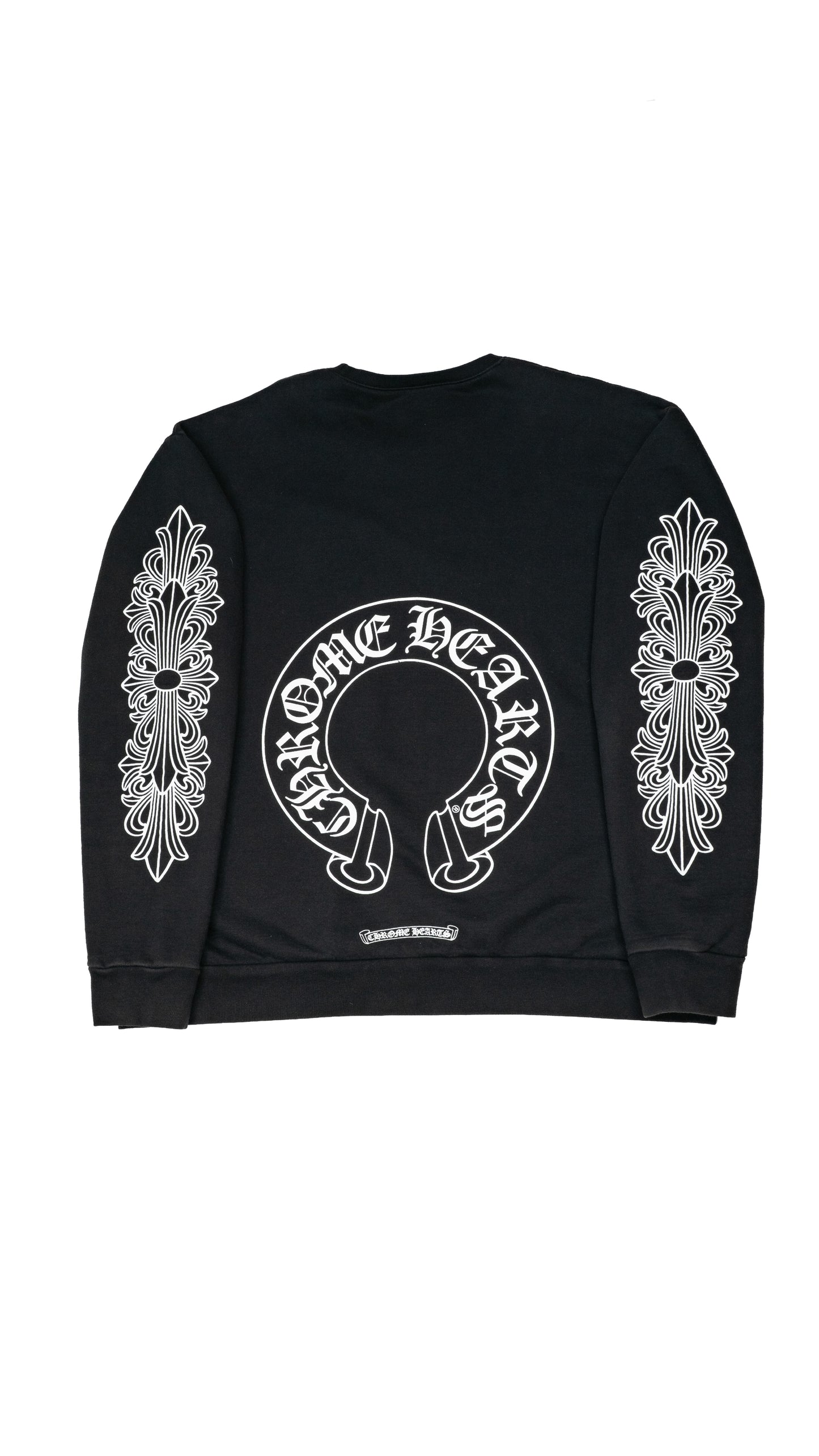 Horseshoe Floral Sleeve Black Crewneck Sweatshirt
