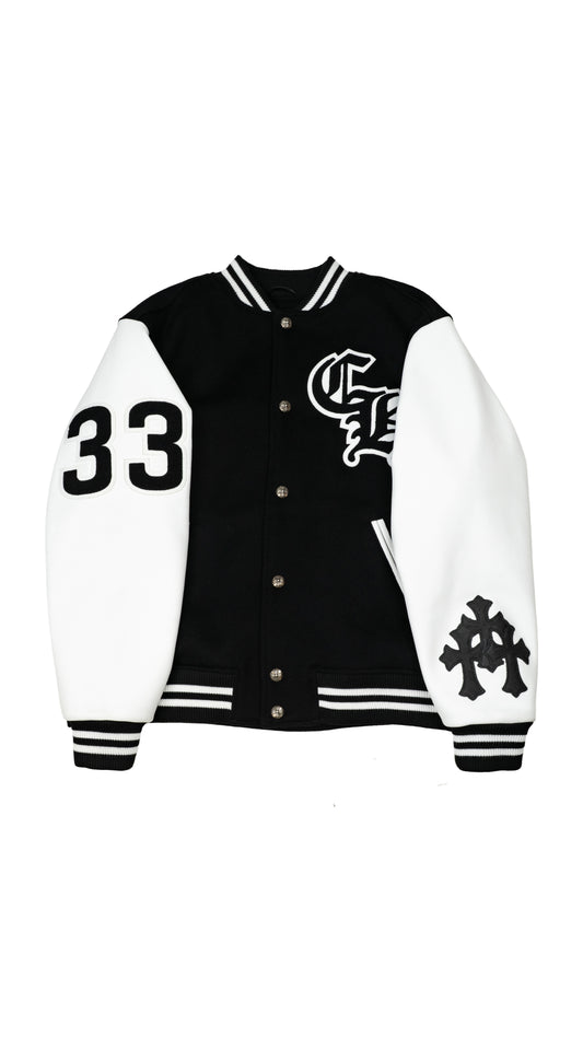 Cashmere and Leather Varsity Jacket
