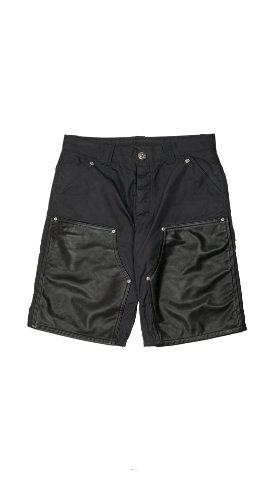 Black Nylon Double Knee Shorts