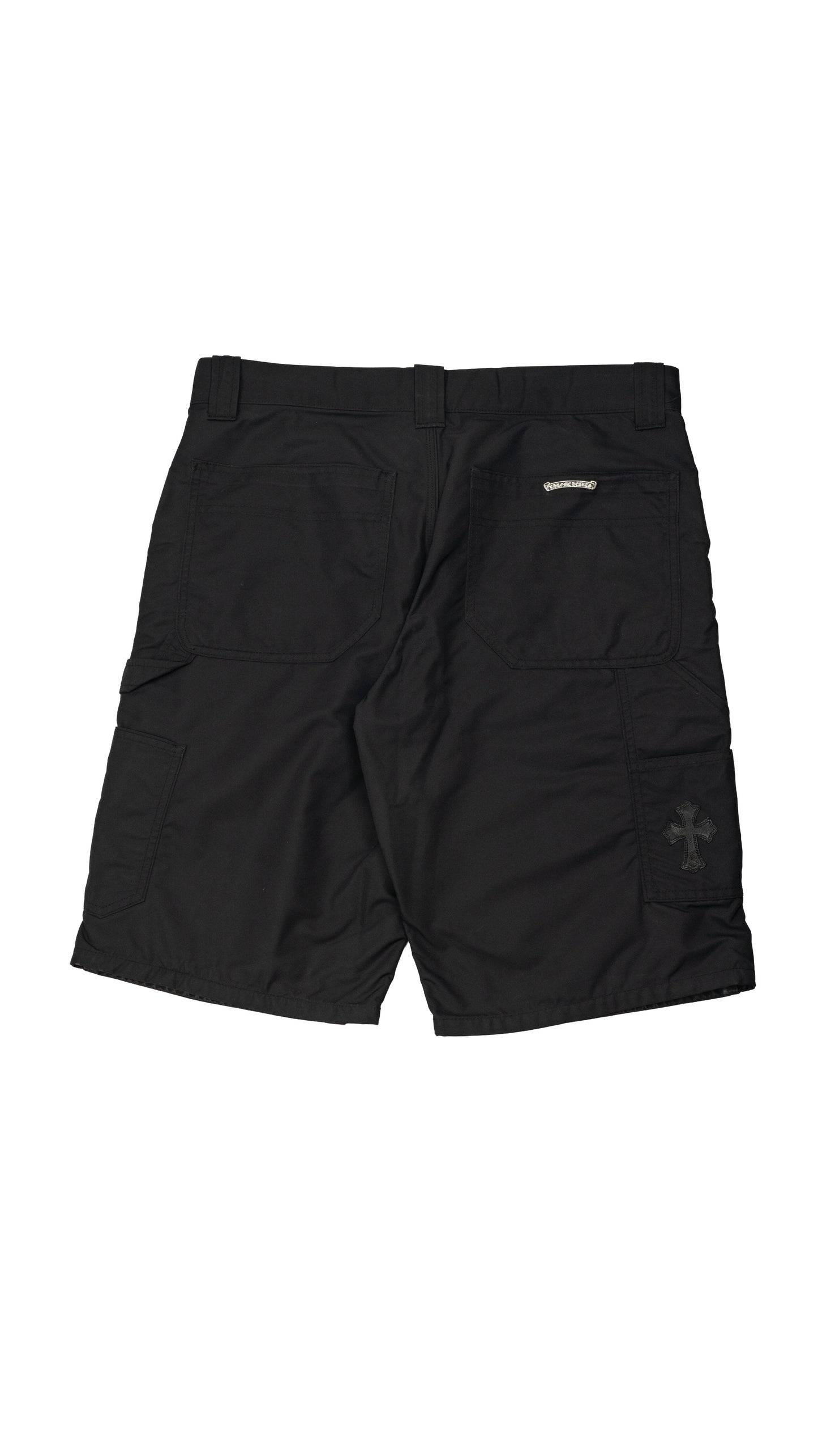 Black Nylon Double Knee Shorts