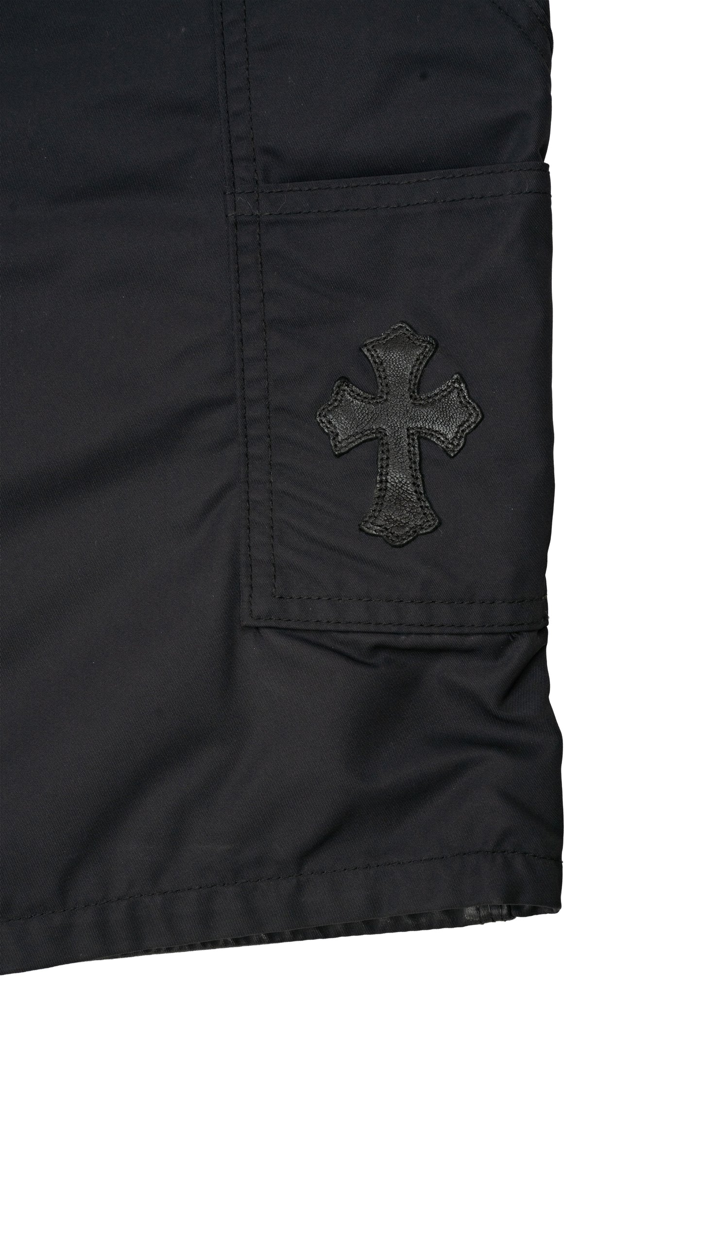 Black Nylon Double Knee Shorts