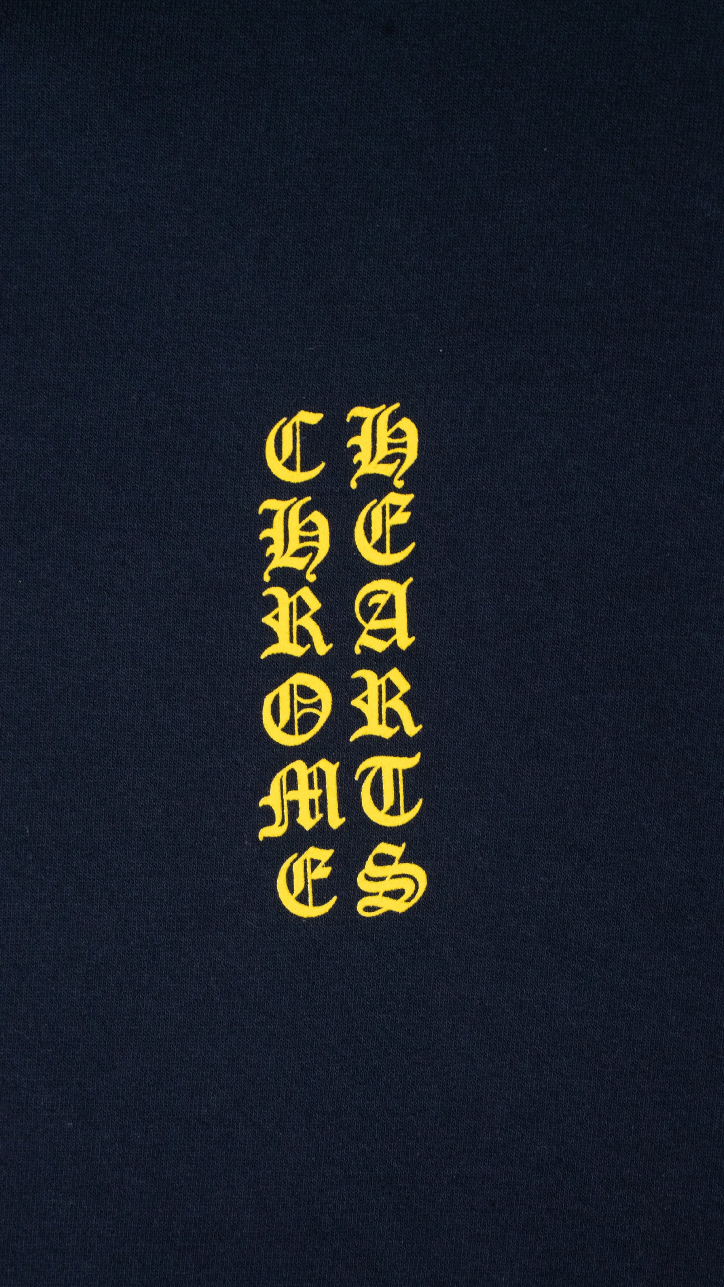 Yellow Script Sleeve Navy Hoodie