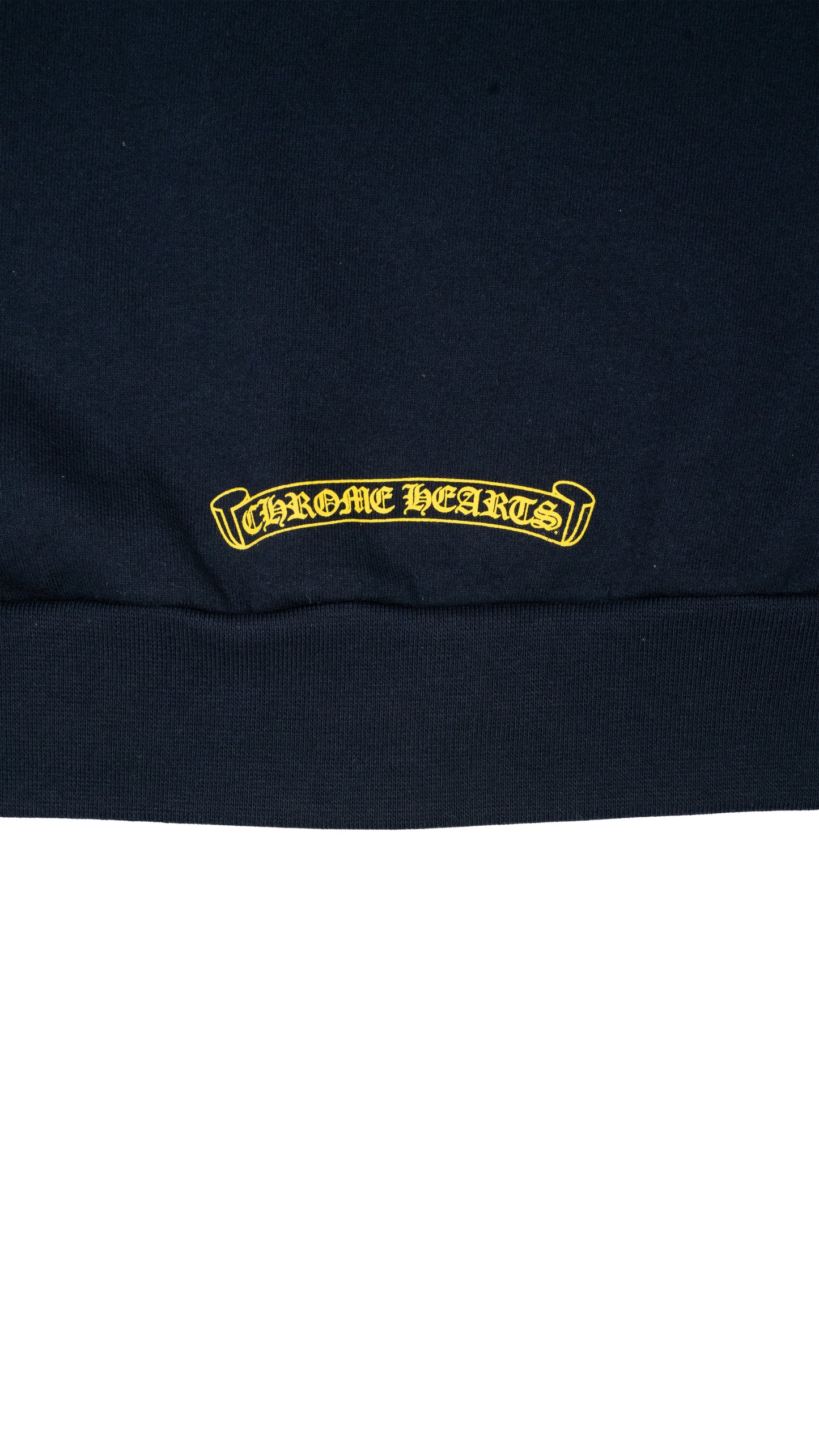 Yellow Script Sleeve Navy Hoodie