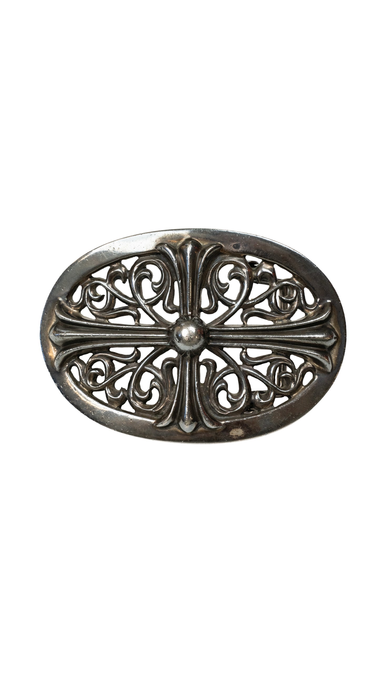 Big Silver Oval Cross Buckle