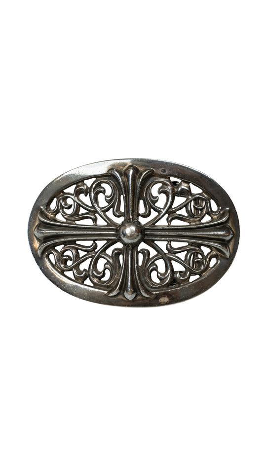 Big Silver Oval Cross Buckle