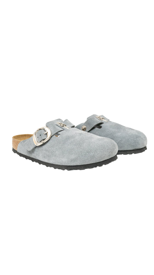 Birkenstock Boston Gunslinger Suede Mules 'Basalt Gray'