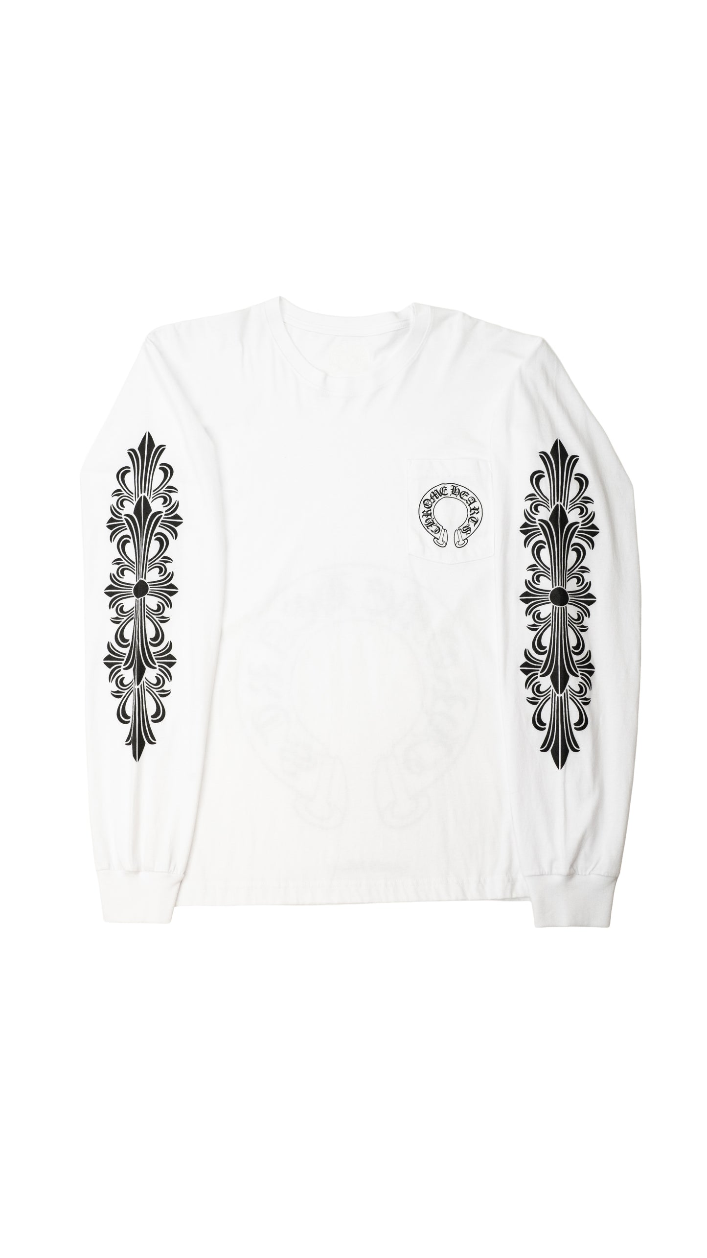 Horseshoe Floral Sleeve White Crewneck Sweatshirt
