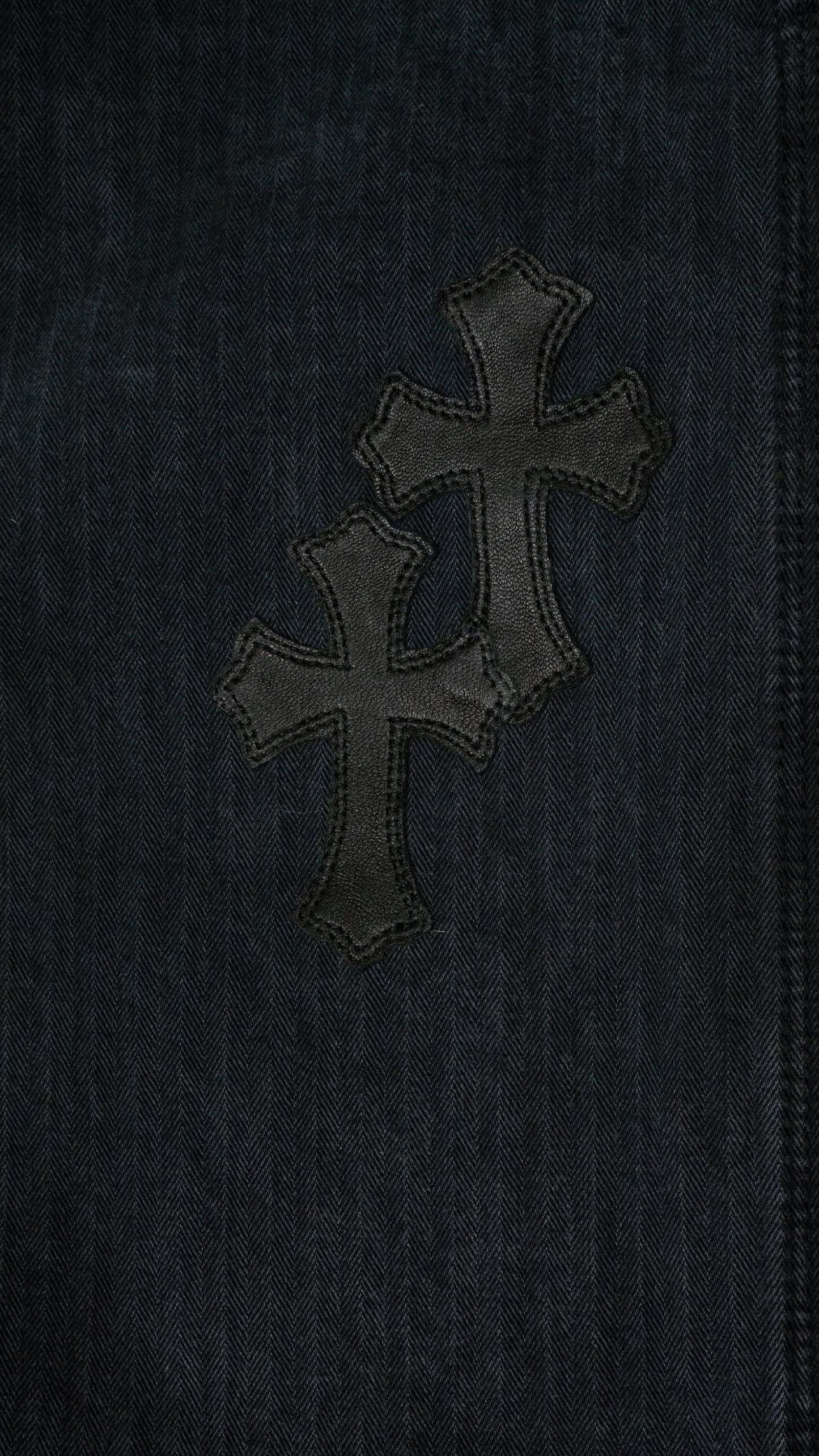 Black Herringbone Carpenter Pants