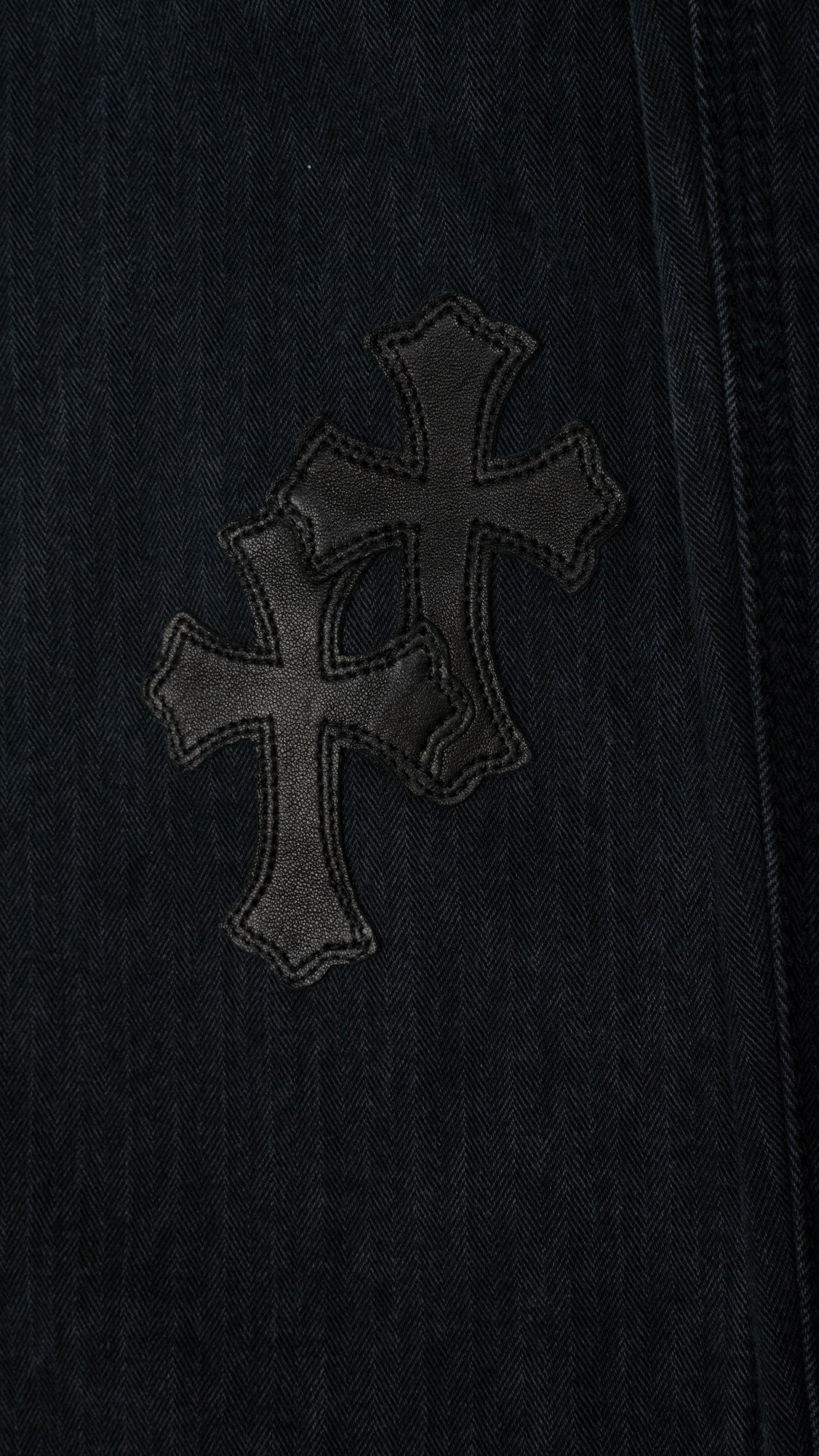 Black Herringbone Carpenter Pants