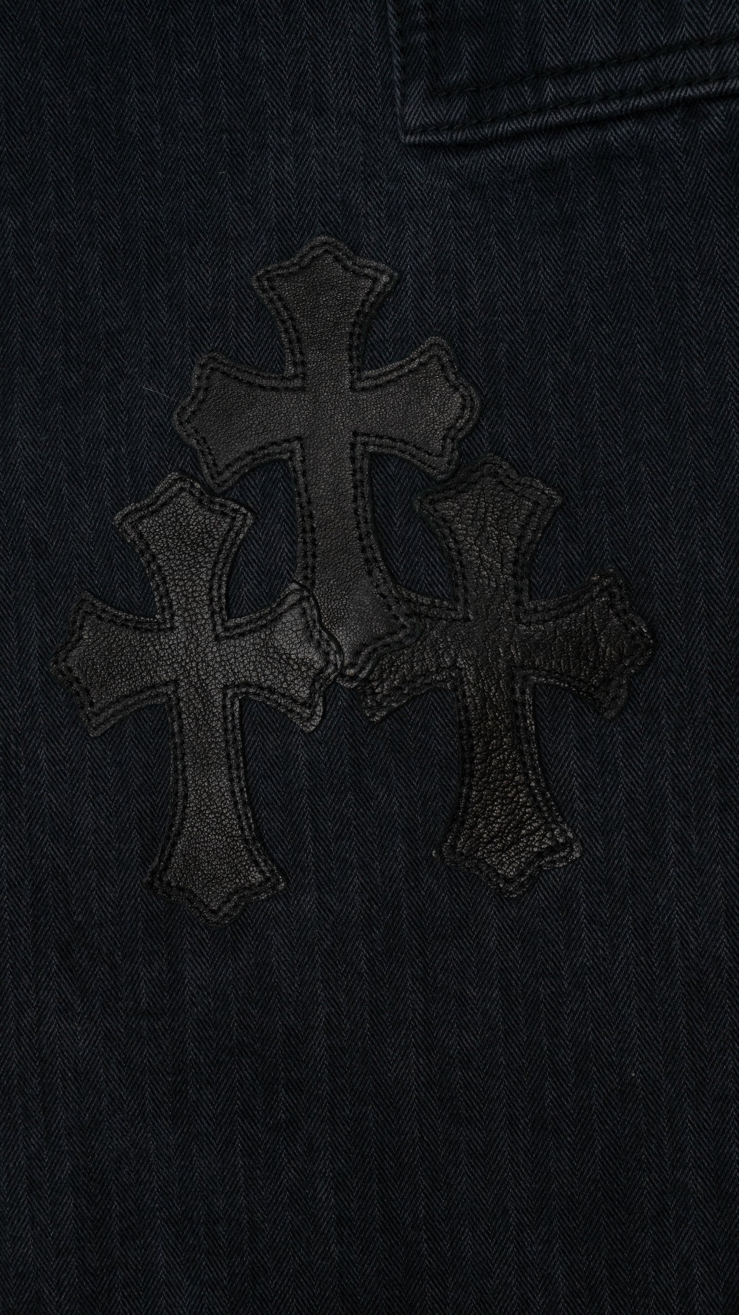 Black Herringbone Carpenter Pants