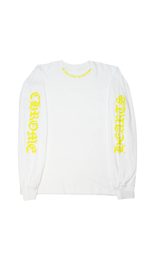 Yellow Neck Script Logo Long Sleeve
