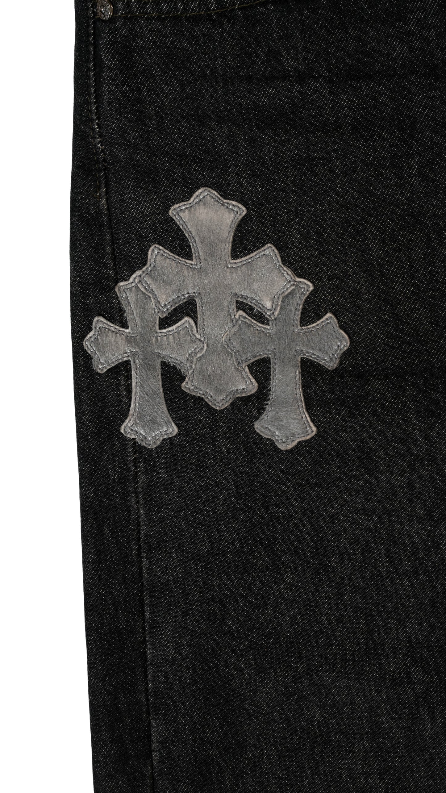 501 Levi's Silver Pony Hair Cross Patch Dark Wash Jeans