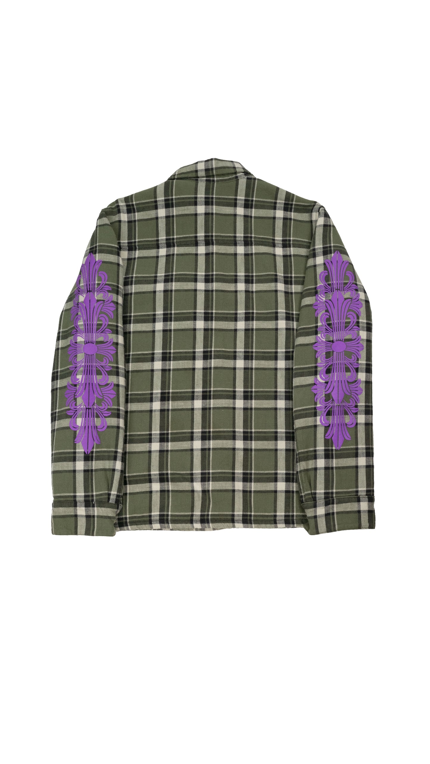 Floral Padded Flannel Shirt Jacket 'Green Purple'