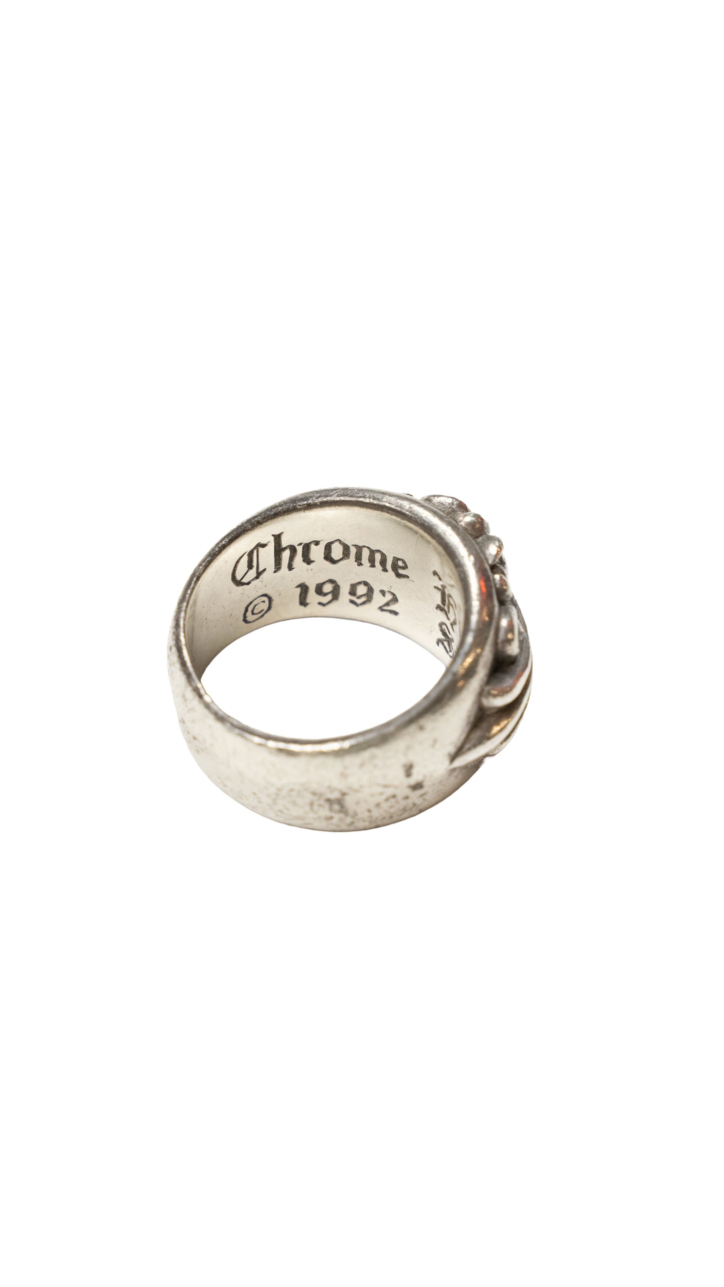 Silver Floral Cross Ring