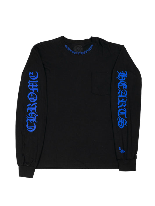 Purple Neck Logo Long Sleeve Pocket T-Shirt 'Black'