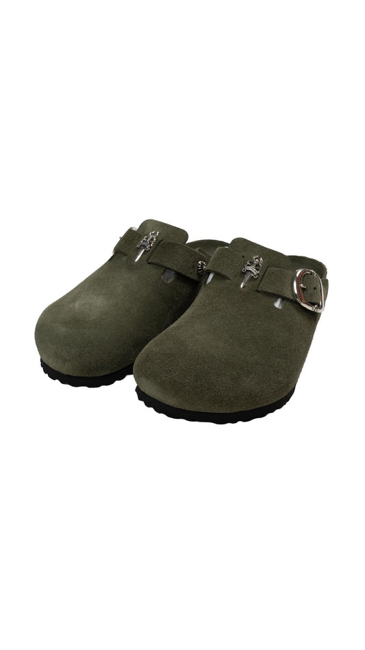 Birkenstock Boston Gunslinger Suede Mules 'Thyme Tonal FB'