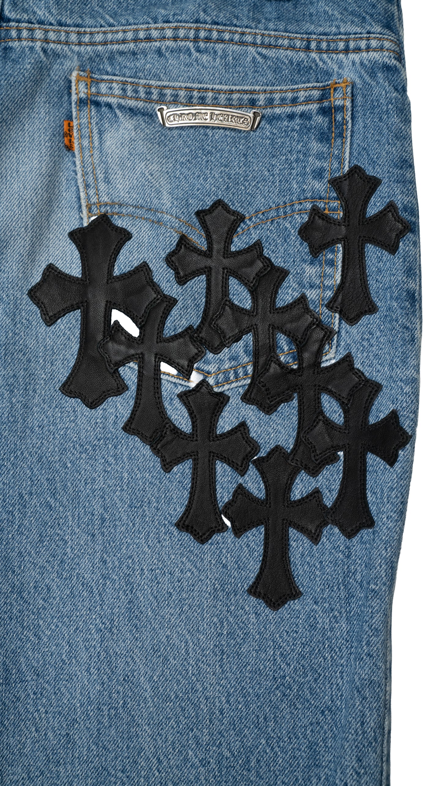 Denim 'Ass Flood' Black Cross Patch Jeans