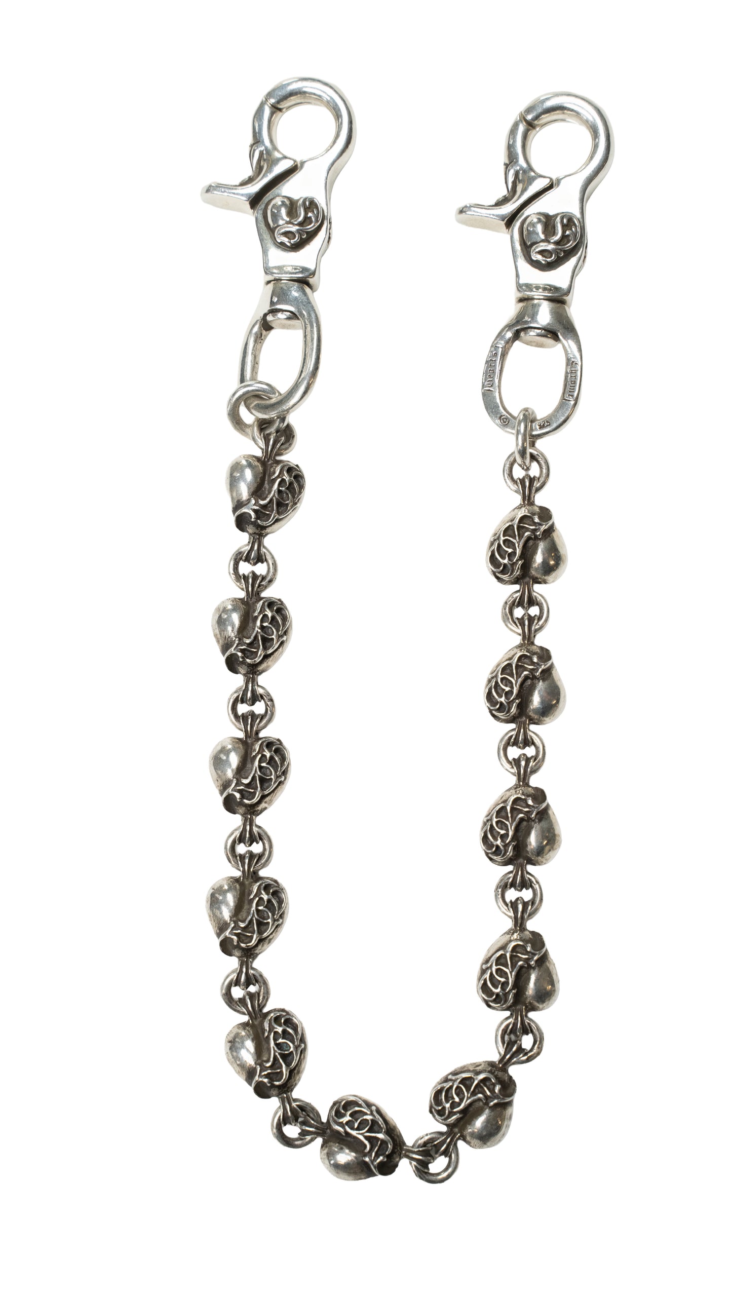 Silver Vine Heart 2 Clip Wallet Chain