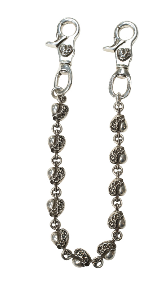 Silver Vine Heart 2 Clip Wallet Chain