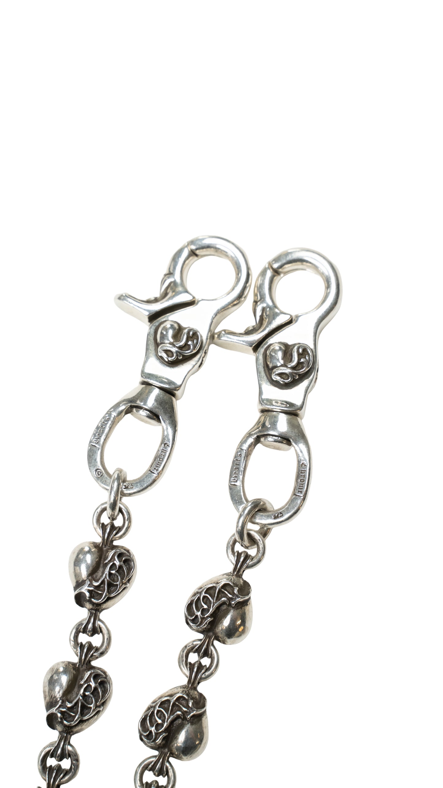 Silver Vine Heart 2 Clip Wallet Chain