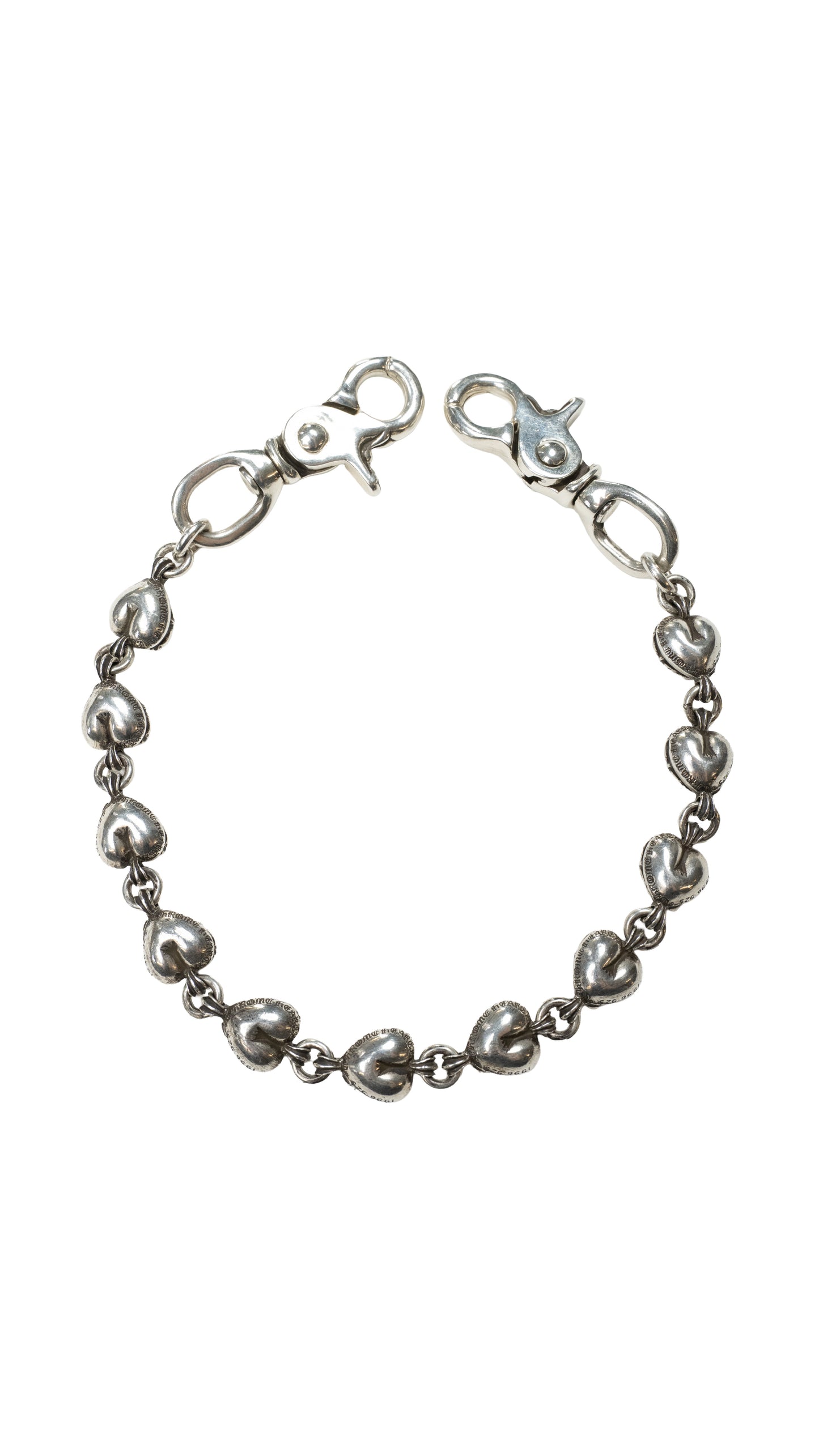 Silver Vine Heart 2 Clip Wallet Chain