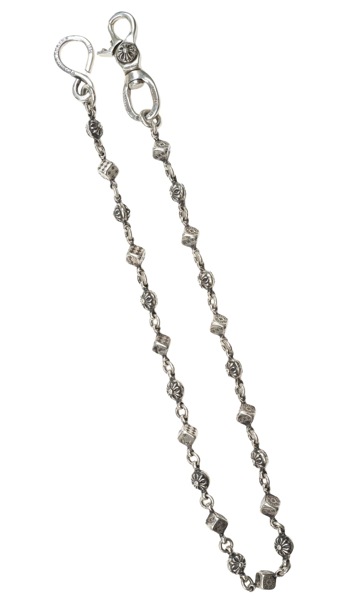 Silver Dice Cross Ball 1 Clip Wallet Chain